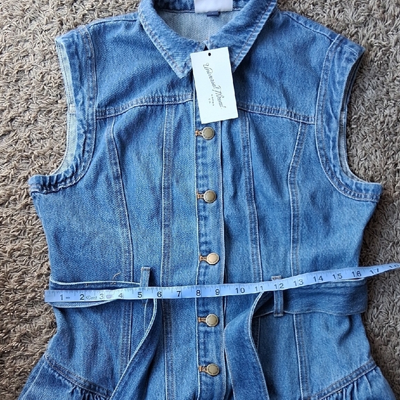 Women's Blue Denim Belted Midi Western Dress Size 8 Blue - Picture 13 of 16